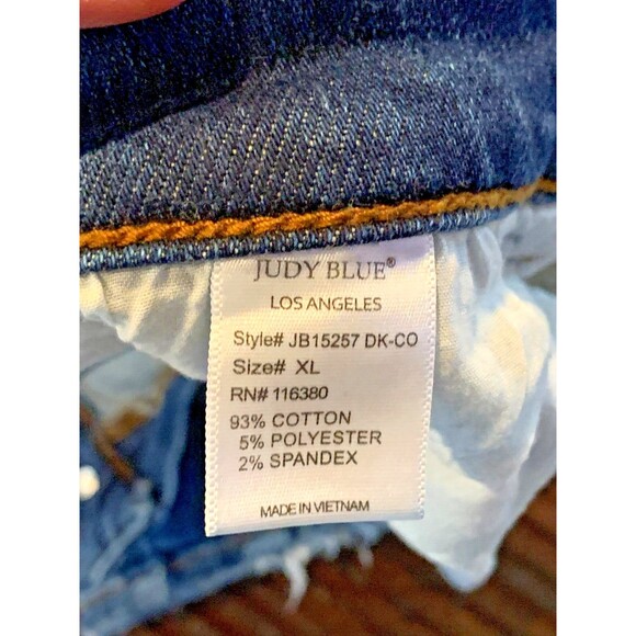 Judy Blue Cutoff Denim Shorts Lucas High Rise Womens Size XL - Picture 8 of 13
